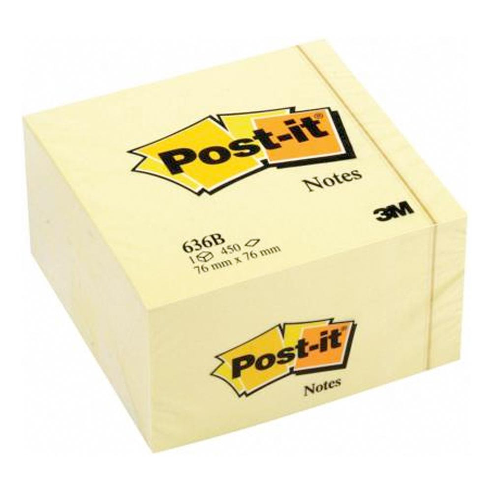 3M Haftnotiz Post-it Würfel 76X76mm Gelb 450 Blatt 636B