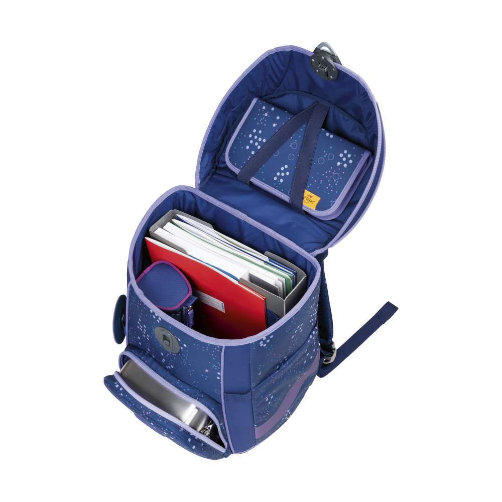 DERDIEDAS Schulrucksack ErgoFlex EASY Set - 6 tlg. Deep Ocean seitlich offen