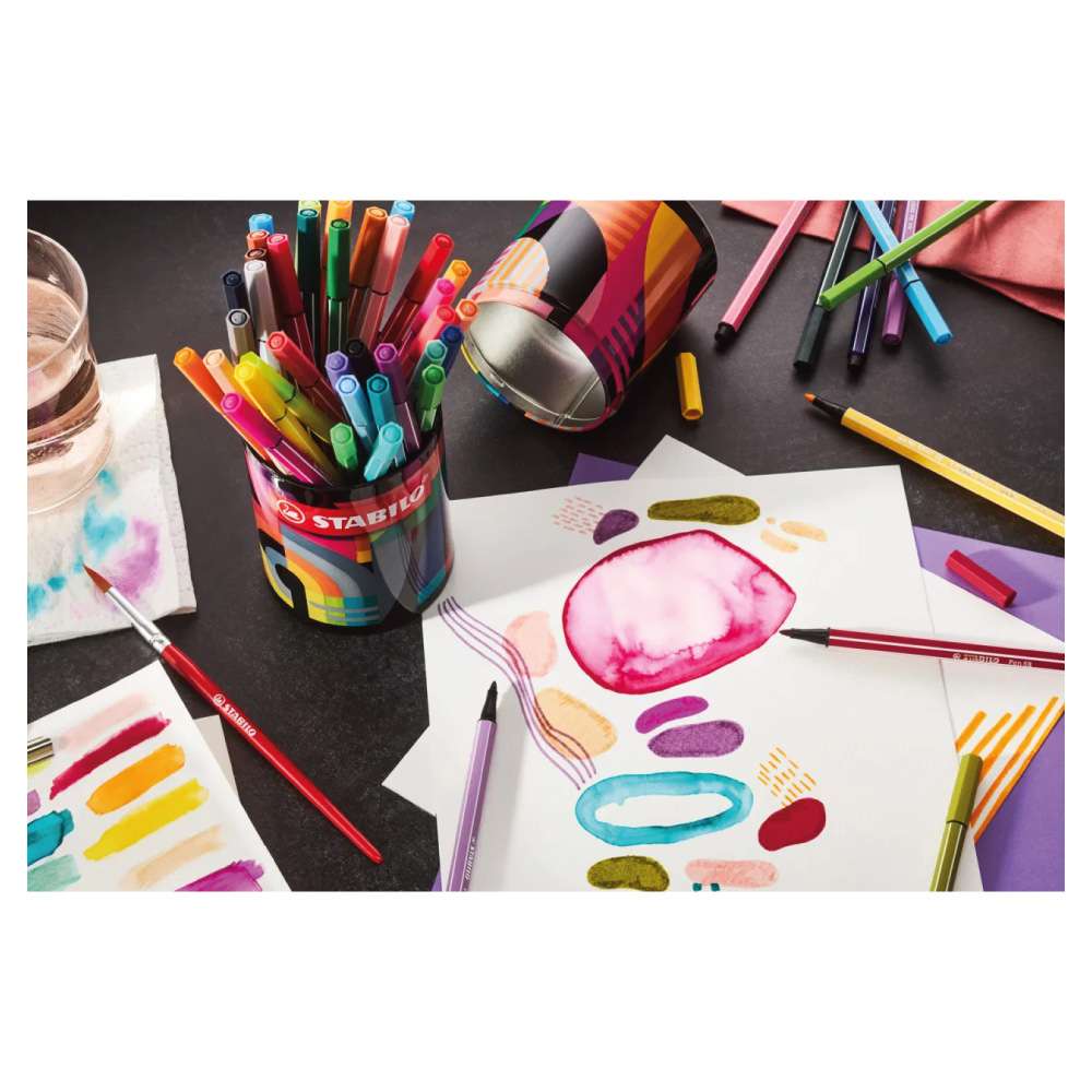 STABILO Premium Filzstift Pen 68 ARTY 45er Set Metallrunddose Beispiel