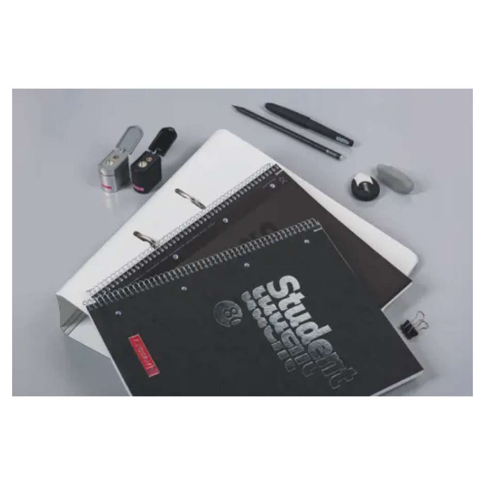 BRUNNEN Collegeblock Premium Student FACT!plus A4, Lineatur 27, 80 Blatt, schwarz Schreibtisch