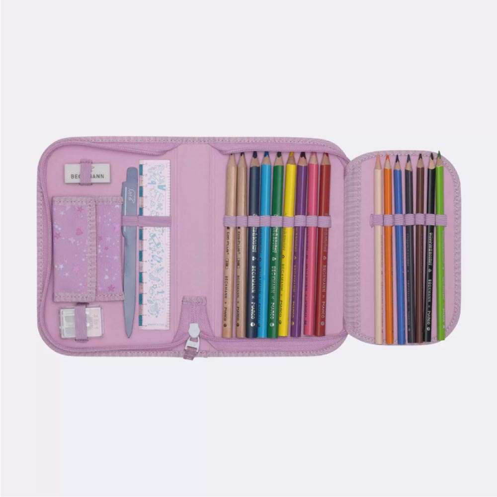 BECKMANN Schulranzen Active Air FLX 6 tlg - Rosie Schüleretui geöffnet