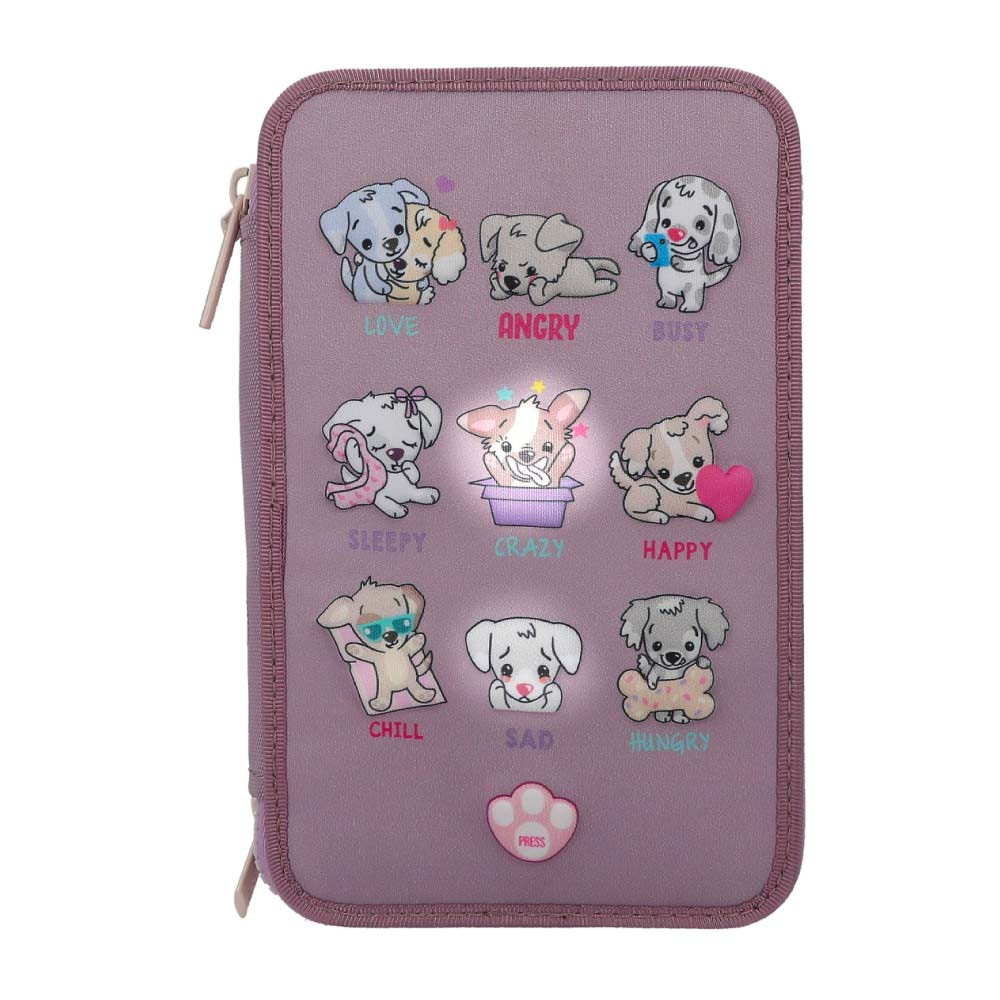 TOPModel 3 Fach Federtasche LED Hunde Stimmungsbarometer - LED