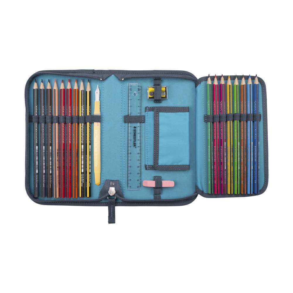 DERDIEDAS Schulrucksack ErgoFlex Tiny Set - 6 tlg Ninja Fighter Schüleretui offen