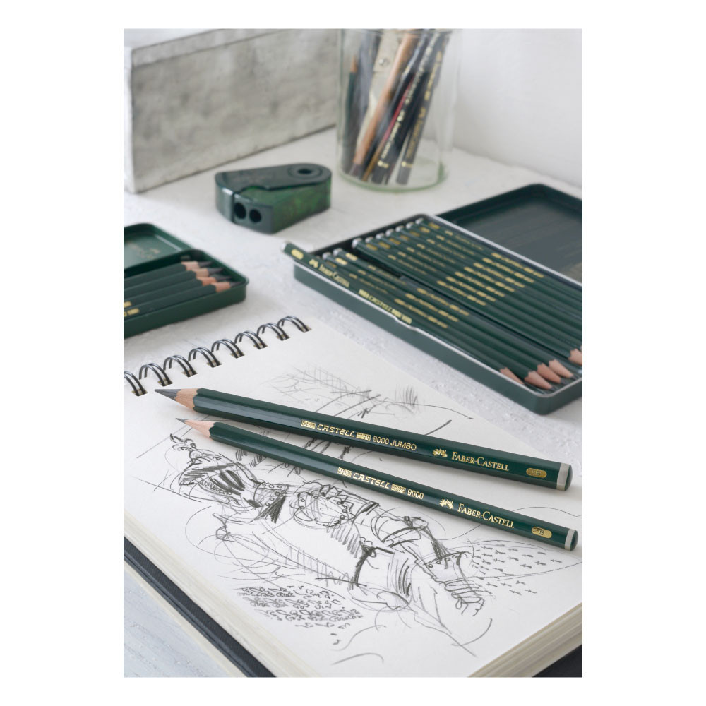 FABER-CASTELL 9000 Jumbo Bleistift Sets - 5er Set im Metalletui Zeichnung Set