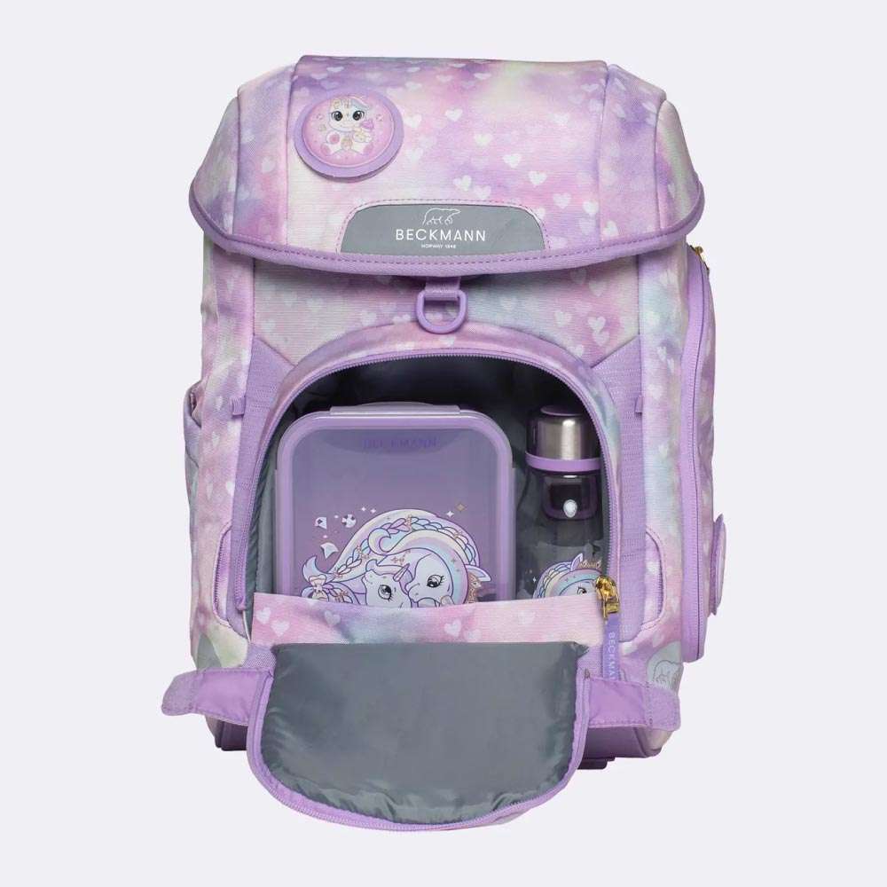 BECKMANN Schulranzen Set AIR PLUS 6 tlg - Princess Purple Fronttasche offen