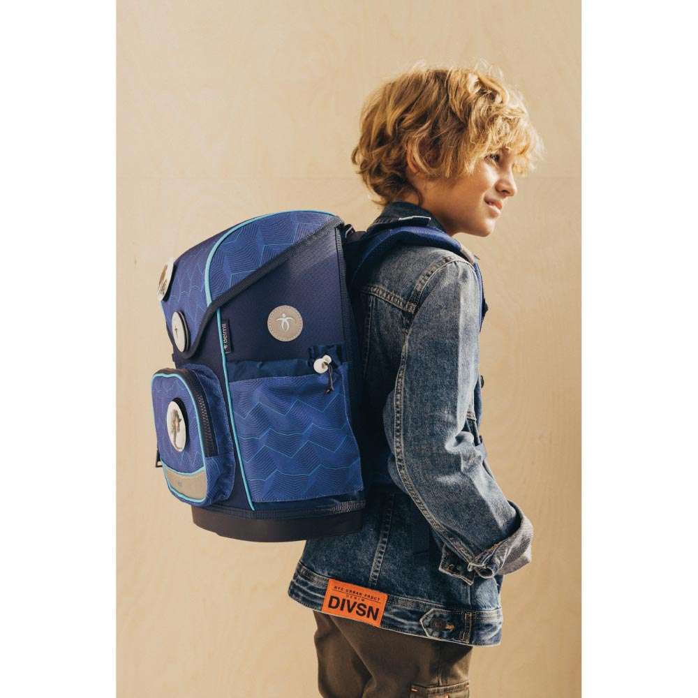 BELMIL Schulranzen COMPACT PLUS Set 5 tlg - Estate Blue Kind mit Schulranzen