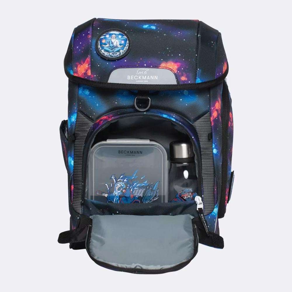 BECKMANN Schulranzen Set AIR PLUS 6 tlg - Ninja Elements Fronttasche offen