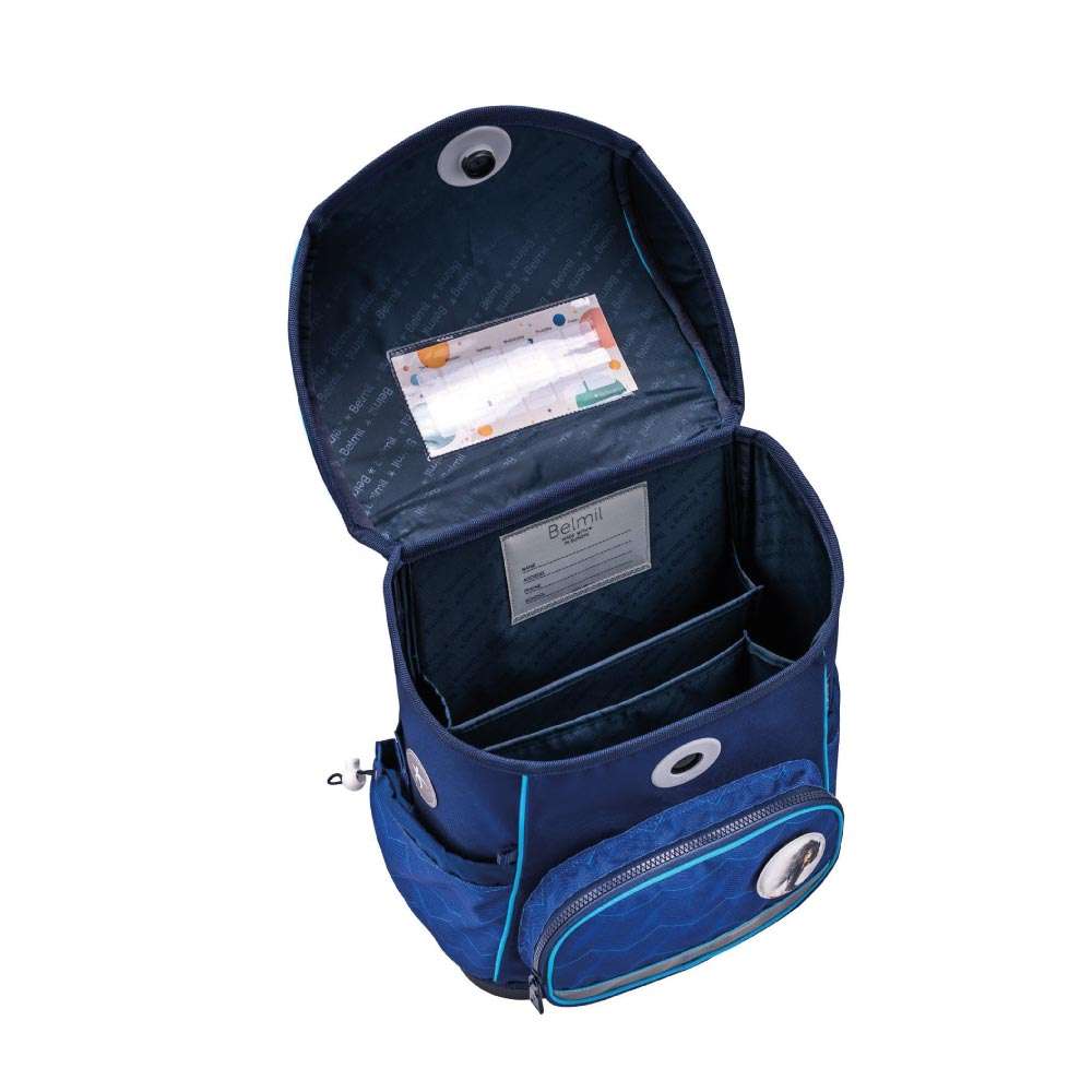 BELMIL Schulranzen COMPACT PLUS Set 5 tlg - Estate Blue offen