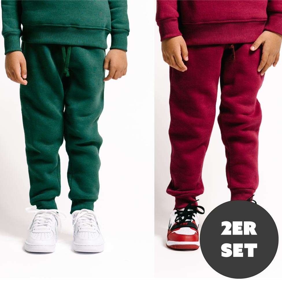 CHILDREN URBAN BASICS - Jogginghose - 86 - 92 - 1 - 2 Jahre, bottle green / bordeaux, 2er Set