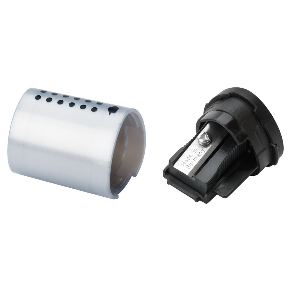 FABER-CASTELL Einfachspitzdose Grip 2001 Mini silber entleeren