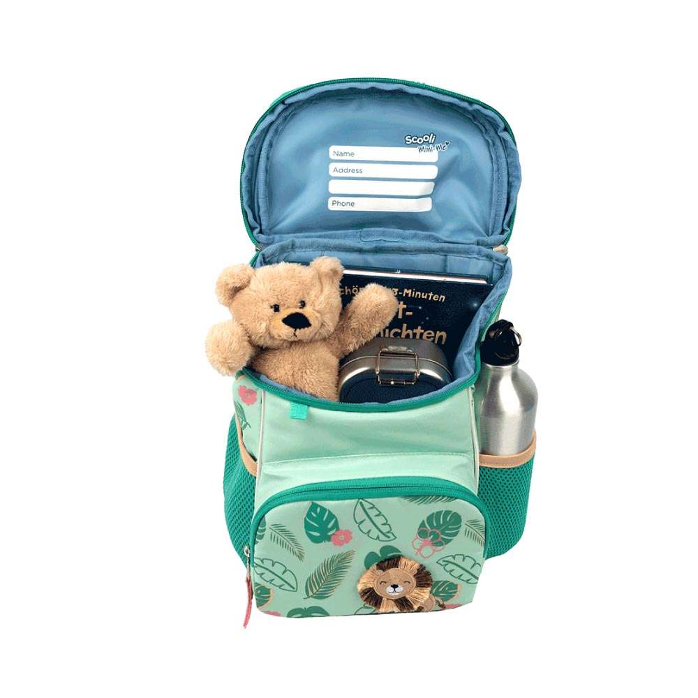 SCOOLI  Kindergarten Rucksack MINI-ME - Leo Lion offen gefüllt