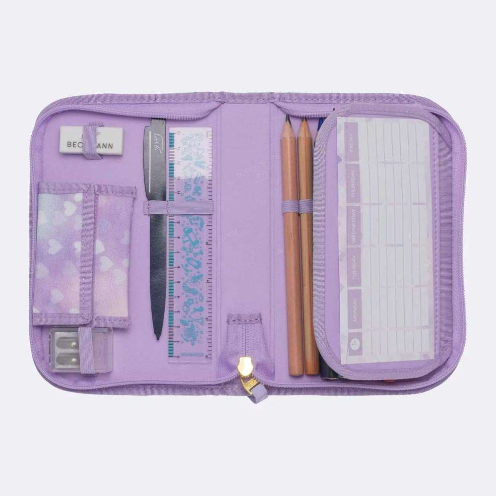 BECKMANN Schulranzen Set AIR PLUS 6 tlg - Princess Purple Schüleretui halboffen