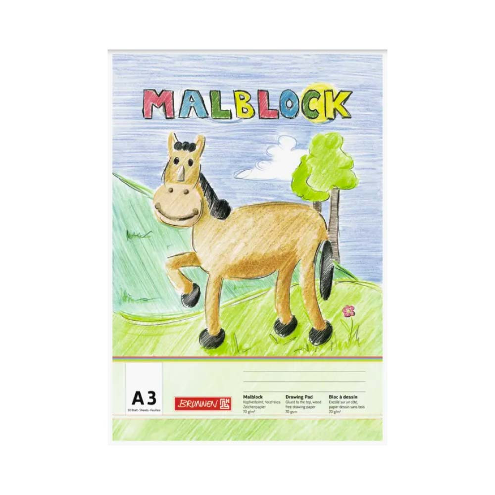 BRUNNEN Zeichenblock Malblock A4 und A3 - in 30 - 100 Blatt - Kuh