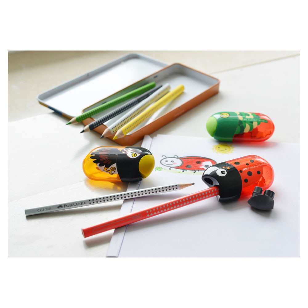 FABER-CASTELL Doppelanspitzer + Radierer Adler Fisch Käfer Deko