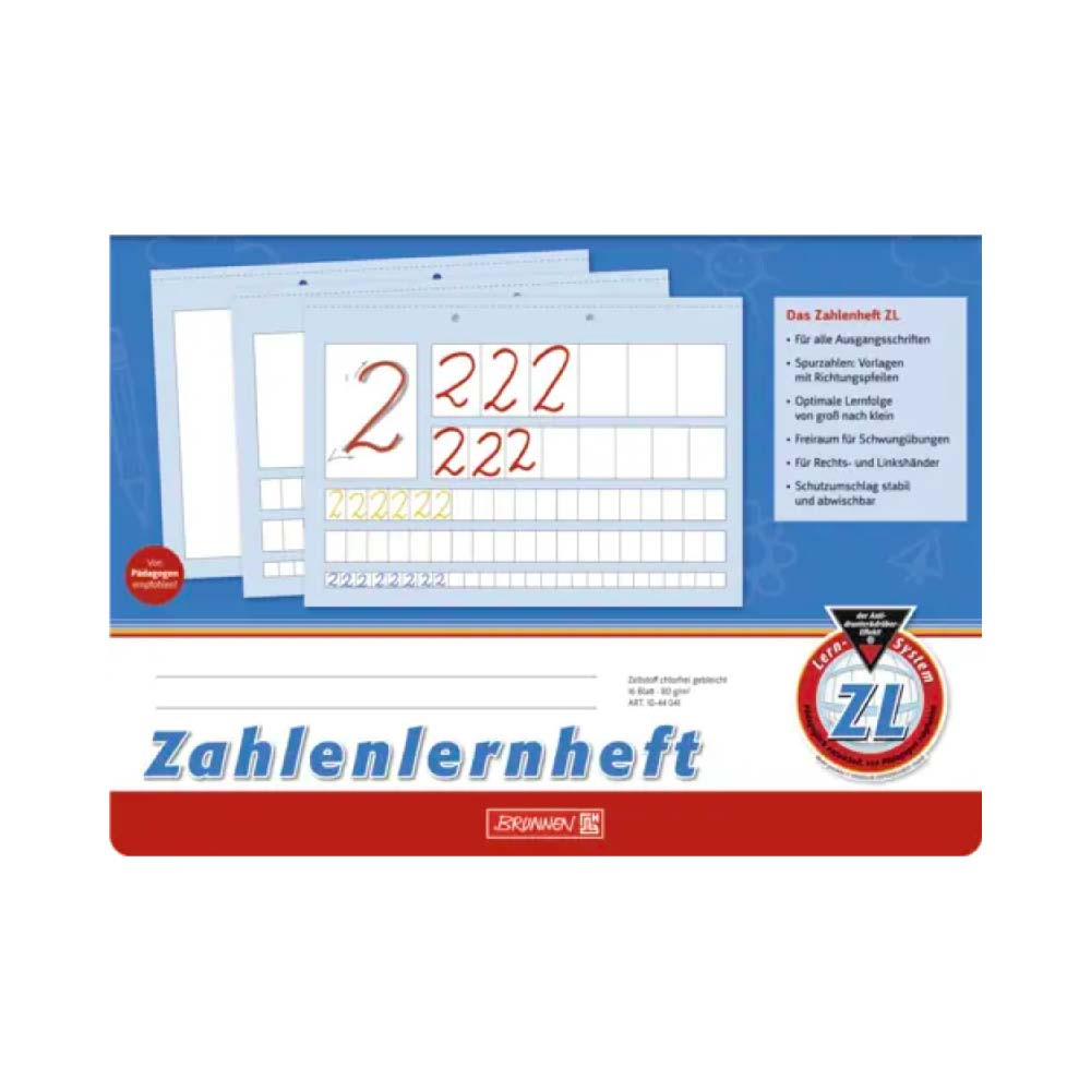 Brunnen Zahlenlernheft A4 quer Lineatur ZL 16 Blatt in blau