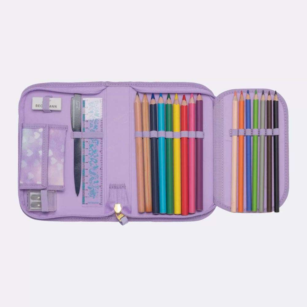 BECKMANN Schulranzen Set AIR PLUS 6 tlg - Princess Purple Schüleretui offen