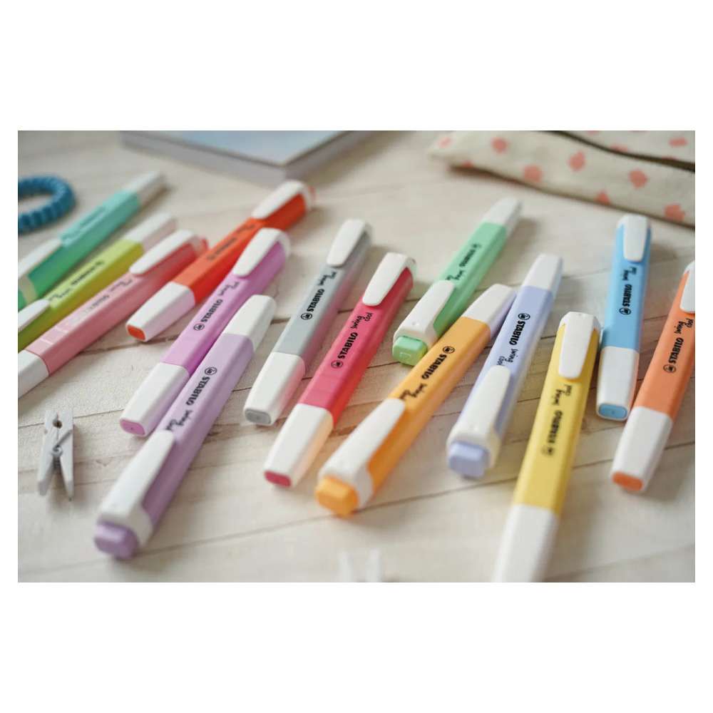 STABILO Textmarker swing cool Pastell Schreibtisch Beispiel Sortiment