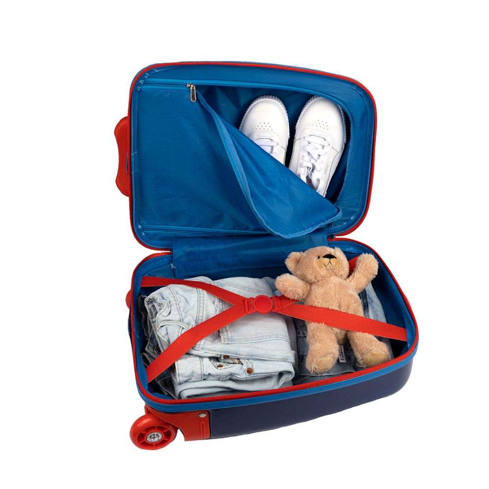 SCOOLI Kinderkoffer Trolley 16' - Spider Man geöffnet gefüllt