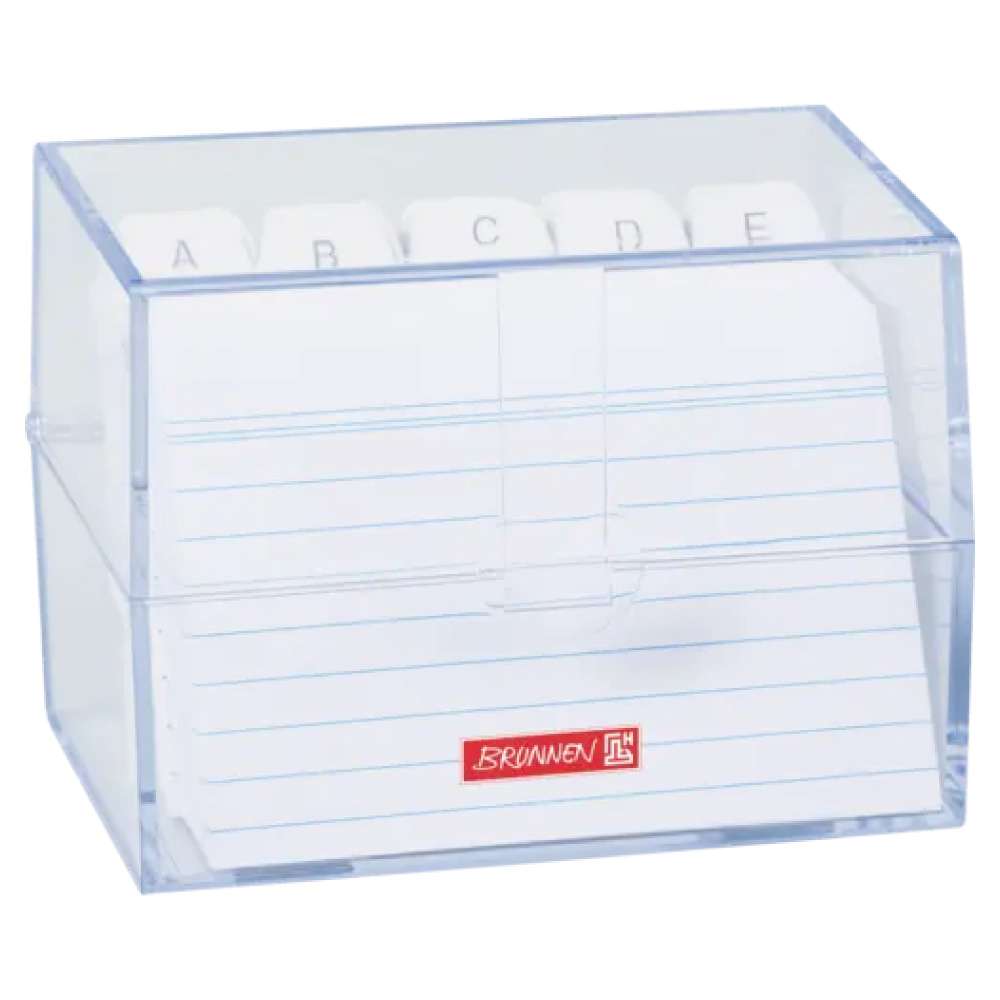 BRUNNEN Karteikartenbox gefüllt | 120×95×65 mm, A7, transparent