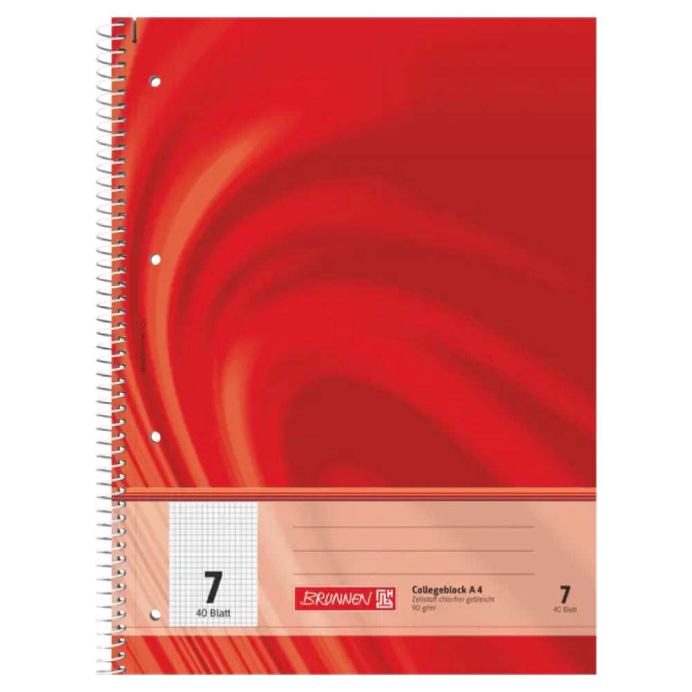 BRUNNEN Collegeblock Vivendi Premium Vivendi | A4, Lineatur 7, 40 Blatt, rot
