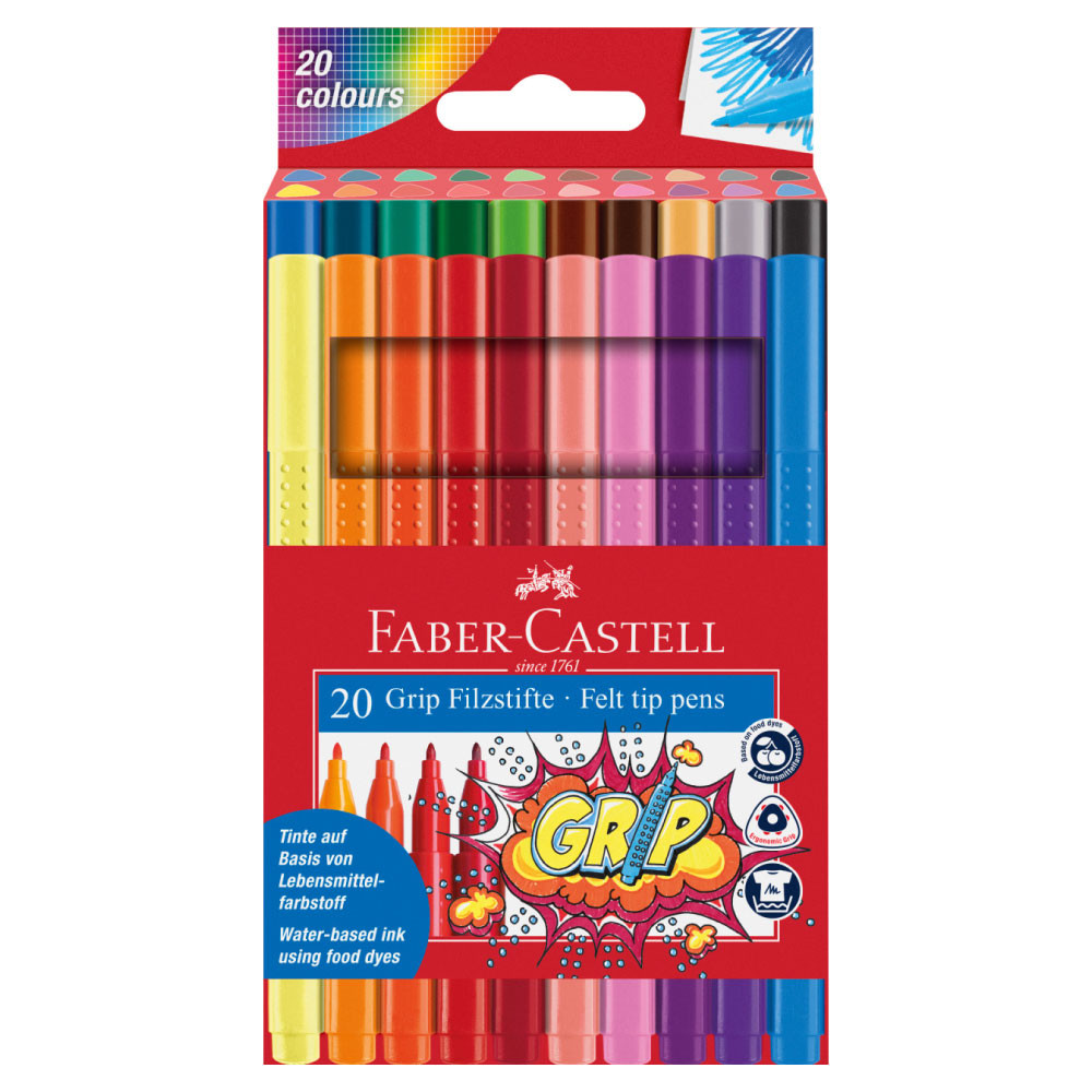 FABER-CASTELL Fasermaler - Filzstift Grip 20er Set