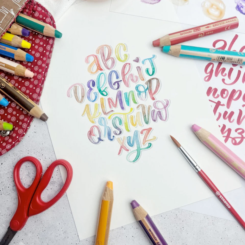 STABILO Buntstifte/Wachsmalstifte woody 3 in 1 ARTY - 18er Set + Spitzer + Pinsel