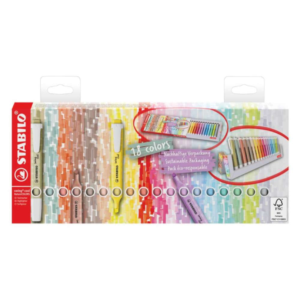 STABILO Textmarker swing cool NatureCOLORS 18er Set