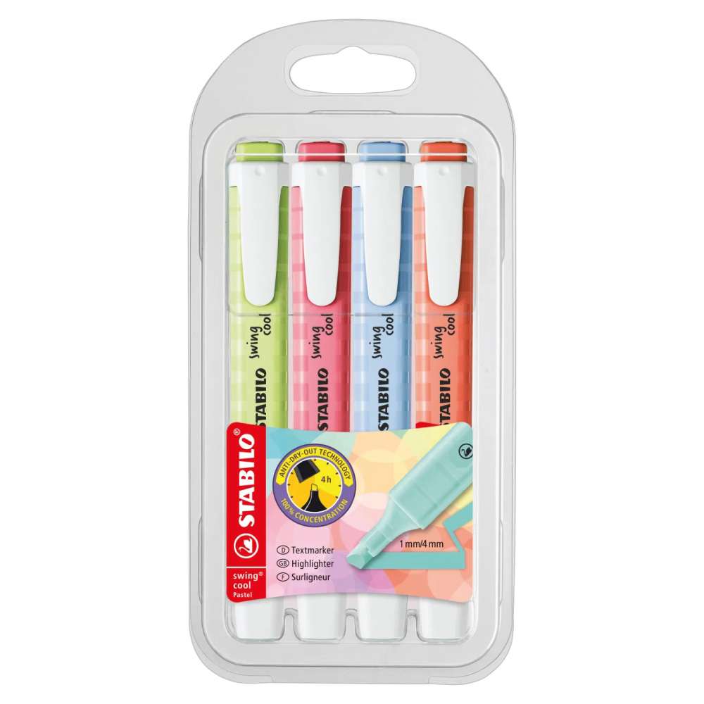 STABILO Textmarker swing cool Pastell 4er Set Frühlingspalette