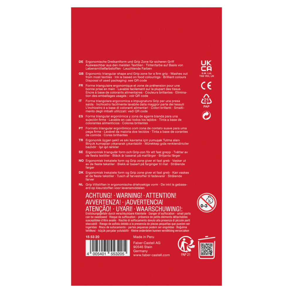 FABER-CASTELL Fasermaler - Filzstift Grip 20er Set hinten