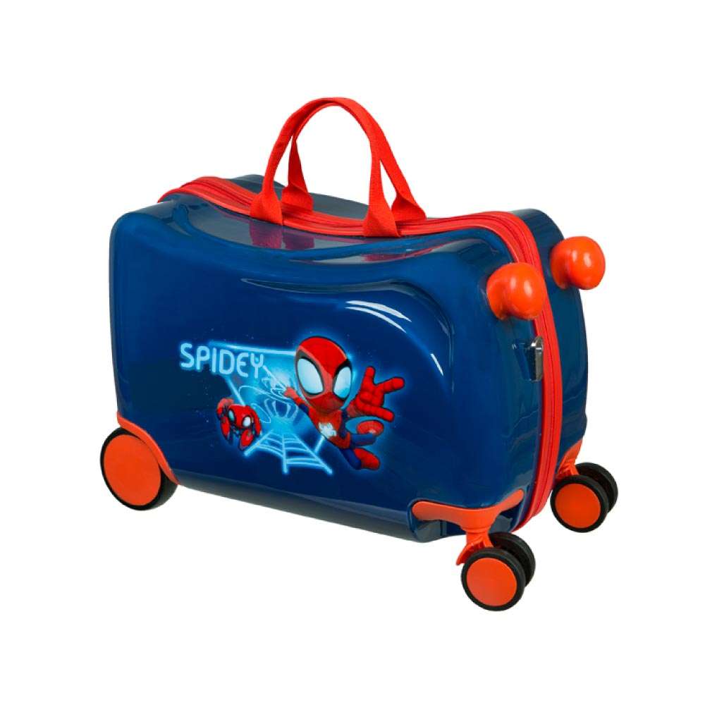 SCOOLI Kinderkoffer Ride-On Trolley - Spider Man seitlich