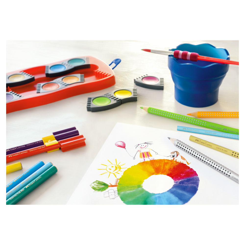 FABER-CASTELL Farbkasten Connector und Einzelfarben 12er Farben rot Tisch