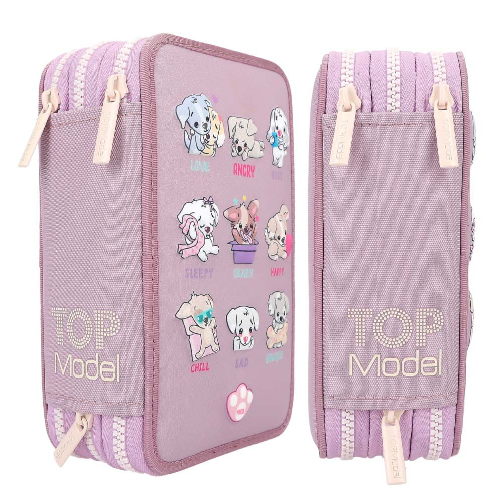 TOPModel 3 Fach Federtasche LED Hunde Stimmungsbarometer - seitlich