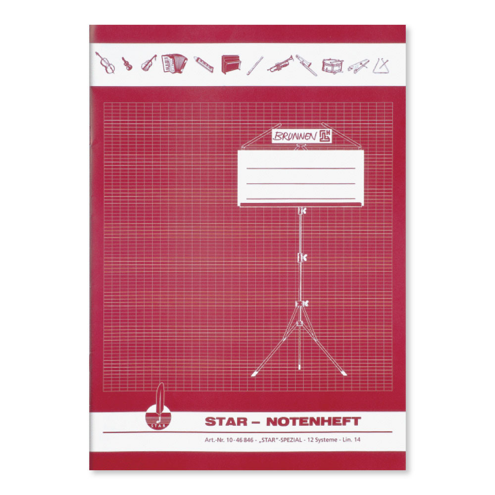 BRUNNEN Notenheft Star A4 - 80g/m2 8 Blatt Lineatur 14