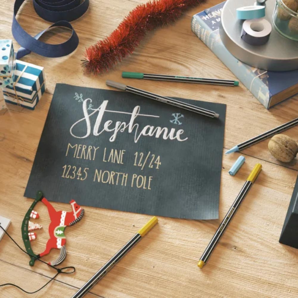 STABILO Premium Filzstift Pen 68 metallic Zeichnung mit Stiften auf schwarzem Papier