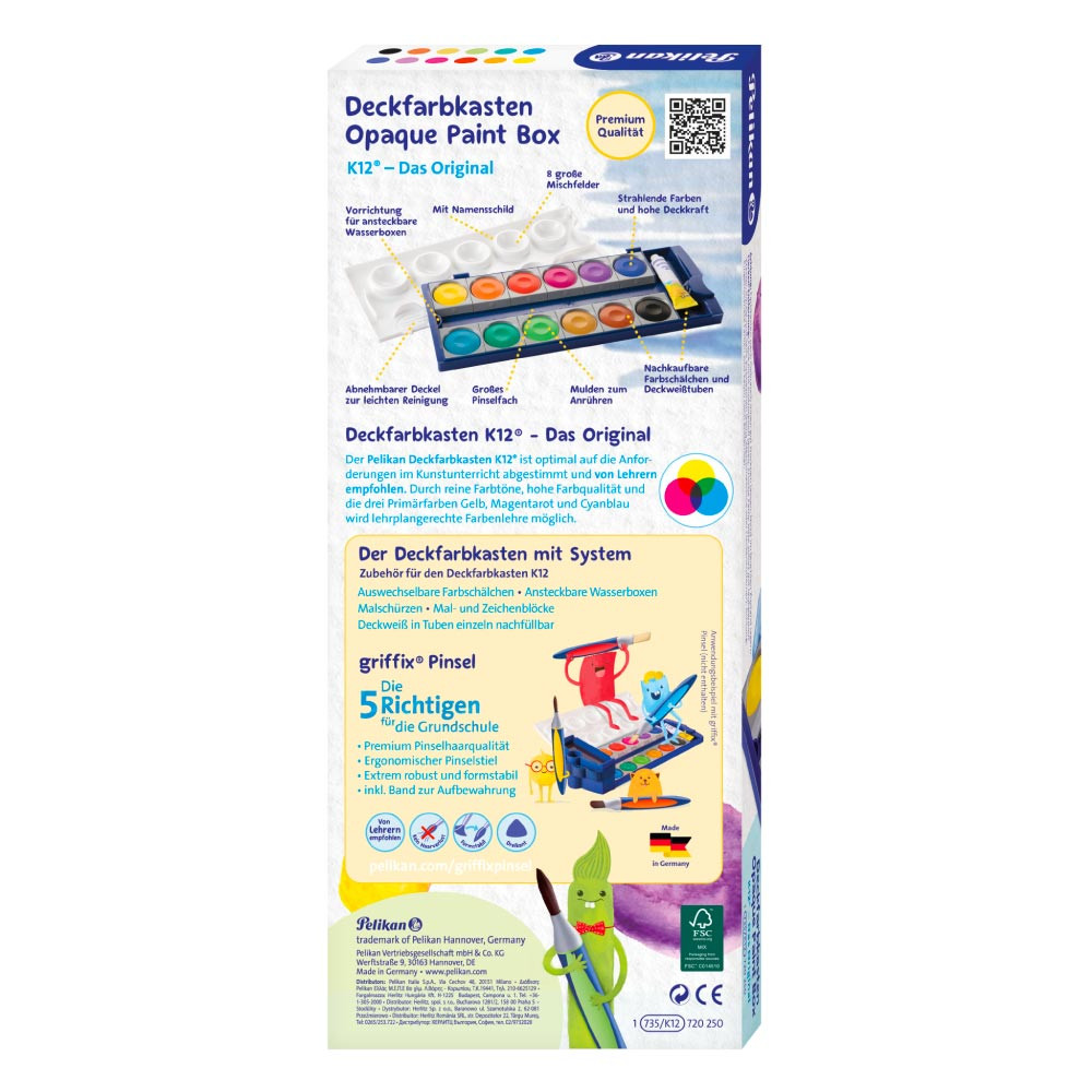 PELIKAN Farbkasten 735 K12 - 1 Tube Deckweiß Rückseite
