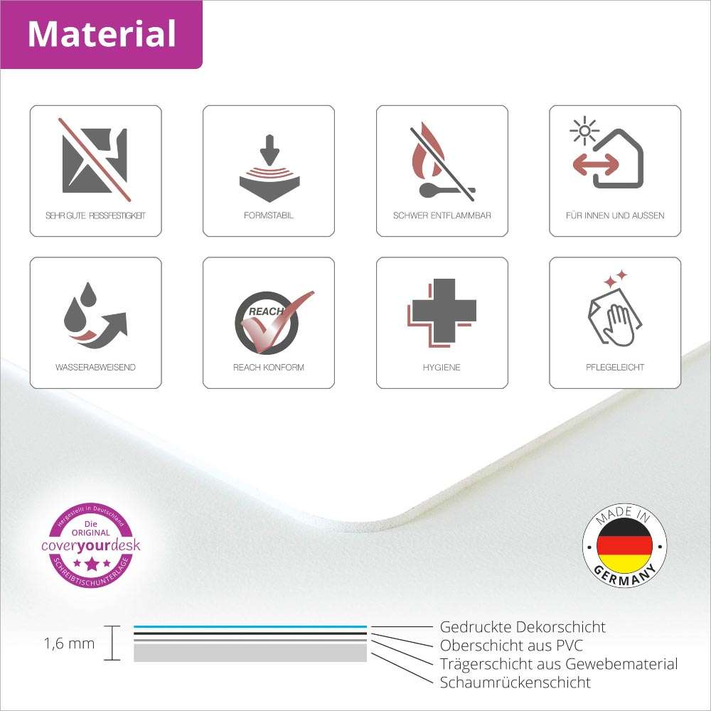 COVER-YOUR-DESK Premium Schreibtischunterlage 60 x 40 cm Eigenschaften