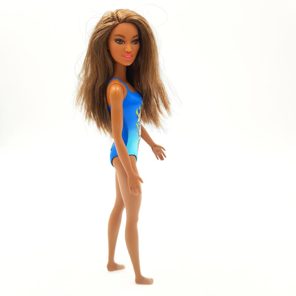 Barbie Puppe Strand - Blauer Badeanzug seitlich