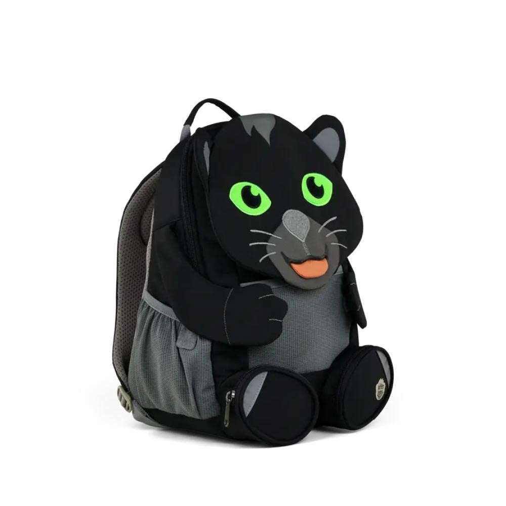 AFFENZAHN Rucksack GROßE FREUNDE - schwarzer Panther seritliche Front rechts