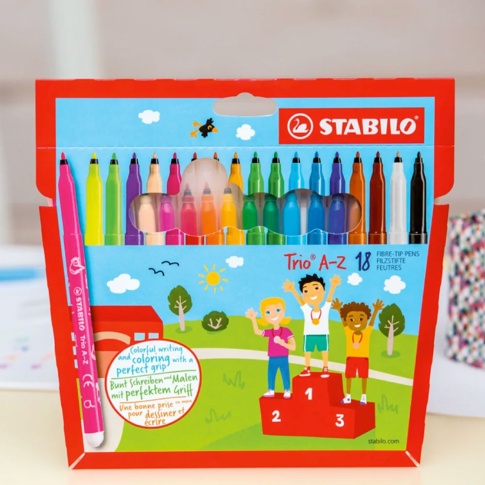 STABILO Filzstift Trio A-Z 18er Set auf Tisch