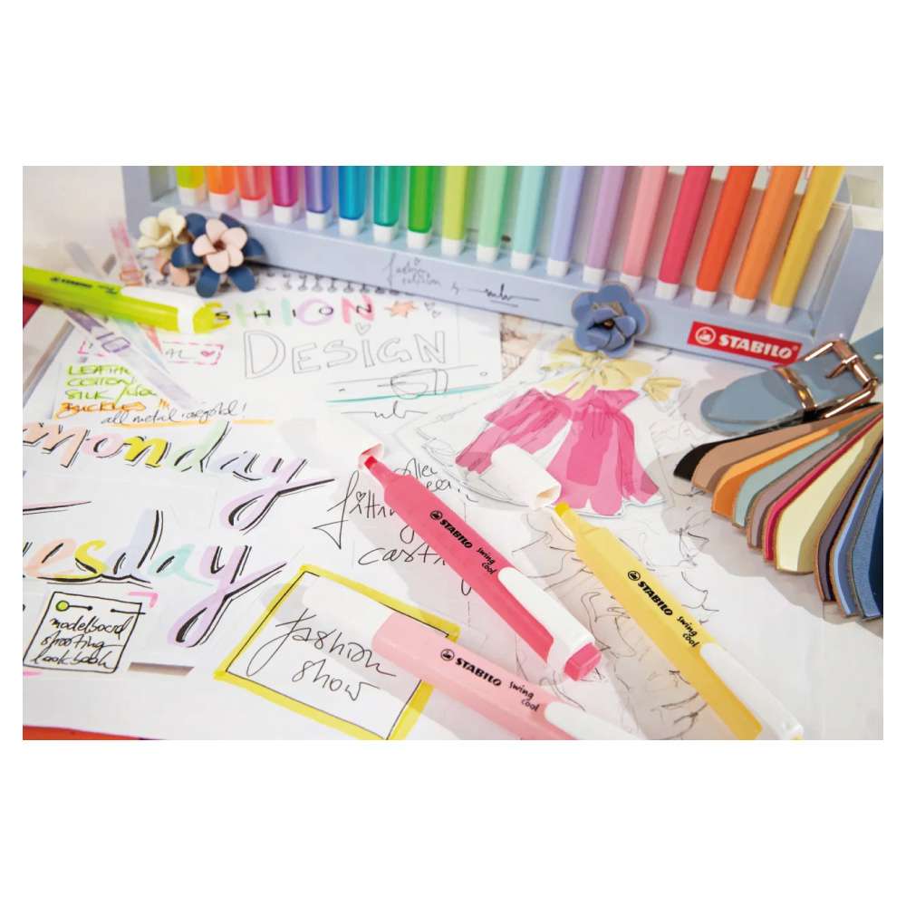 STABILO Textmarker swing cool Pastell Schreibtisch Beispiel malen
