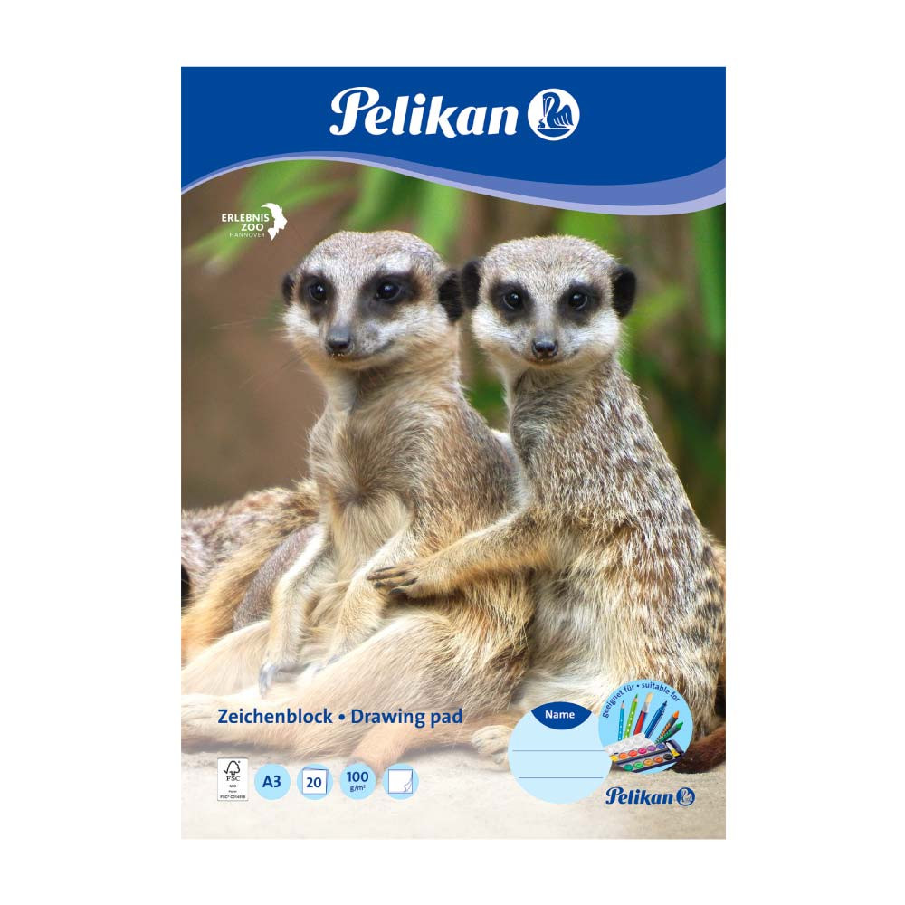 PELIKAN Zeichenblock DIN A3 20 Blatt Motiv Erdmännchen