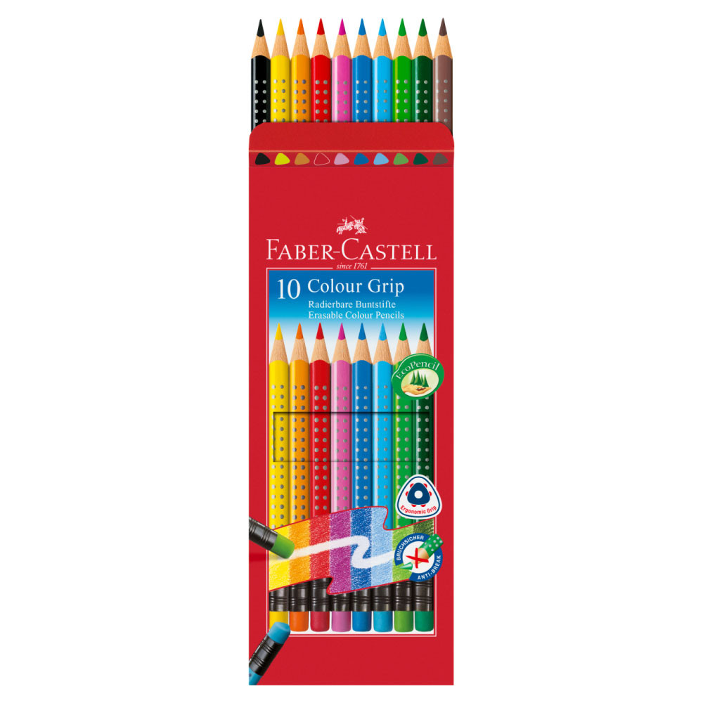 FABER CASTELL Farbstift mit Radierer 10er Set offen