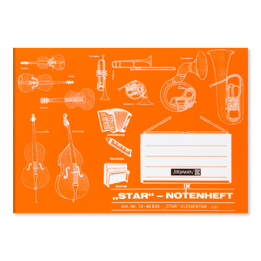 BRUNNEN Notenheft Star Elementarlineatur A5 quer - 80g/m2 8 Blatt Lineatur 14