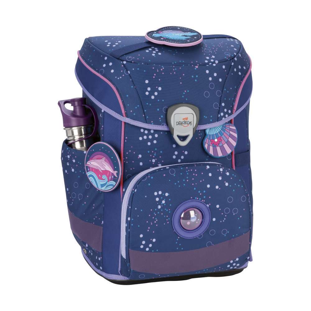 DERDIEDAS Schulrucksack ErgoFlex EASY Set - 6 tlg. Deep Ocean seitlich
