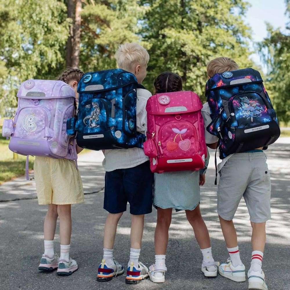 BECKMANN Schulranzen Set AIR PLUS 6 tlg - Princess Purple Schüleretui Kinder mit Schulranzen Rückansicht