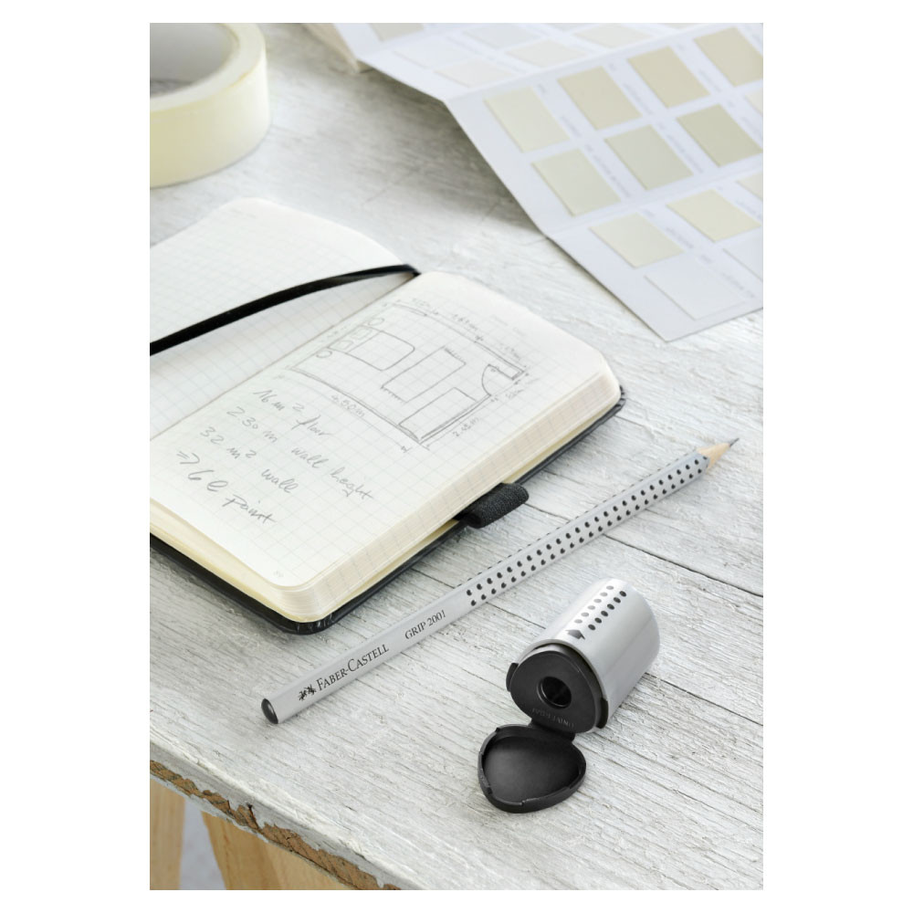 FABER-CASTELL Einfachspitzdose Grip 2001 Mini silber Deko