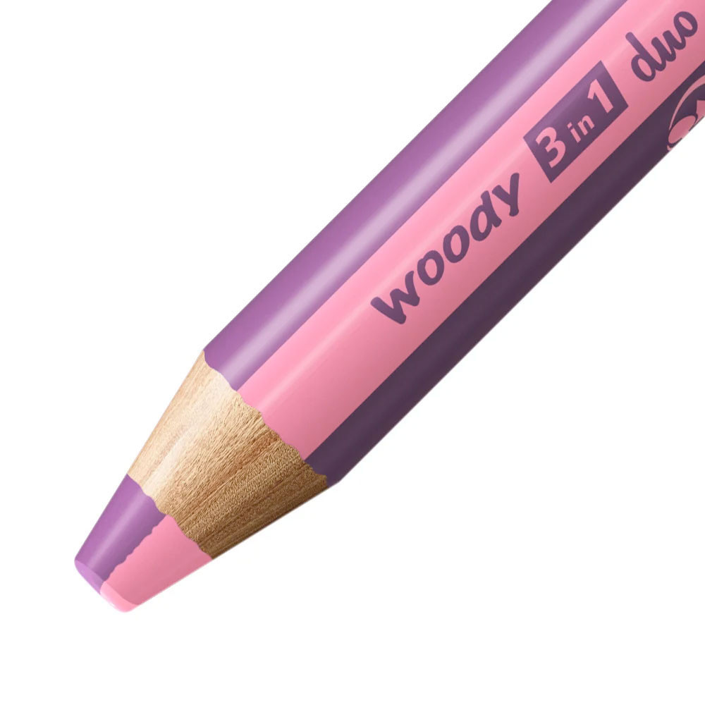 STABILO Buntstifte/Wachsmalstifte woody 3 in 1 duo Einzelstift pink/erika Mine