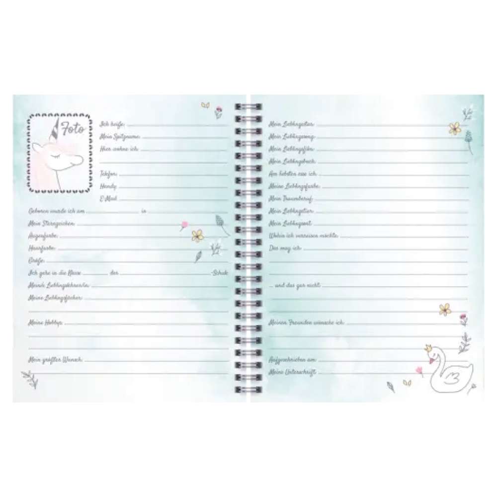 BRUNNEN Freundebuch Einhorn Princess innen