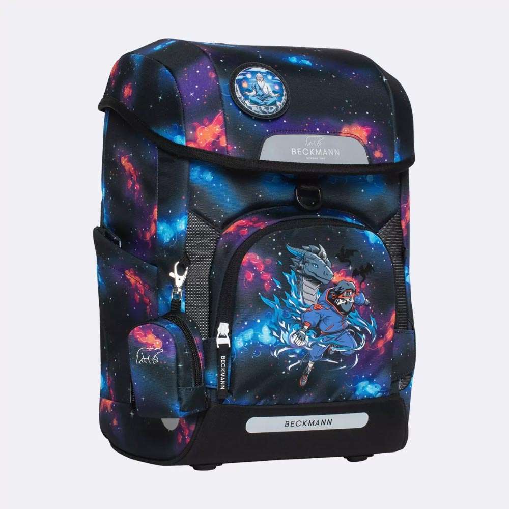 BECKMANN Schulranzen Set AIR PLUS 6 tlg - Ninja Elements seitliche Front