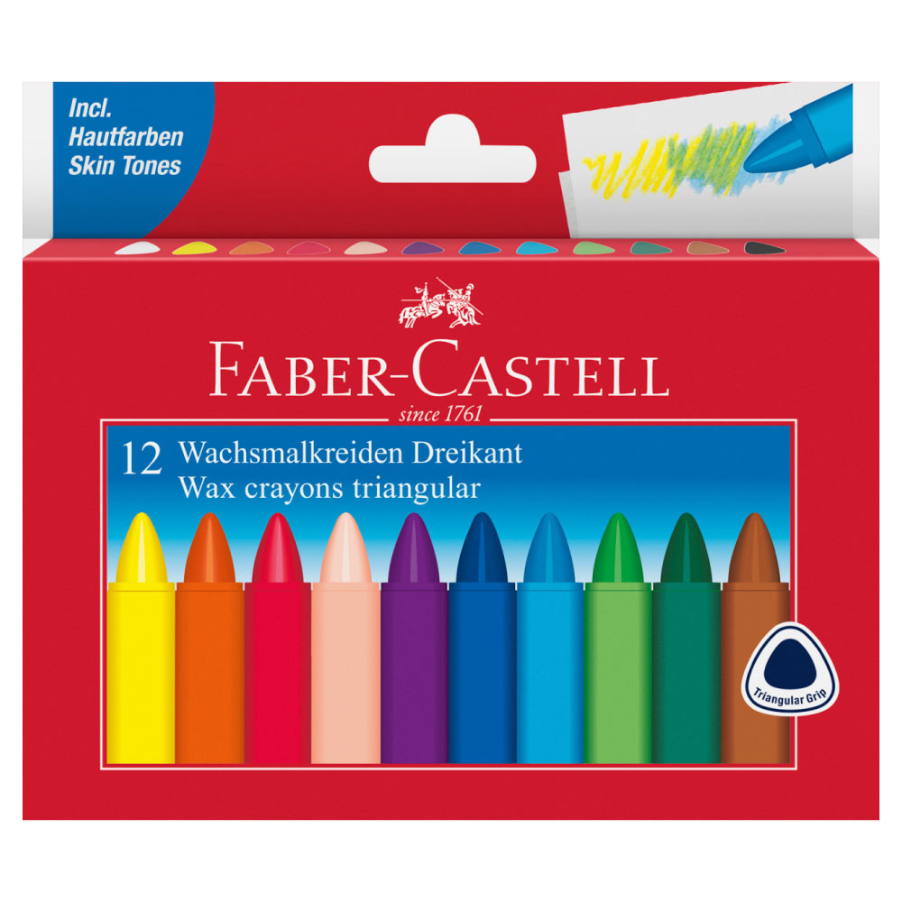 FABER-CASTELL Wachsmalkreide - wasserfest 12er Set